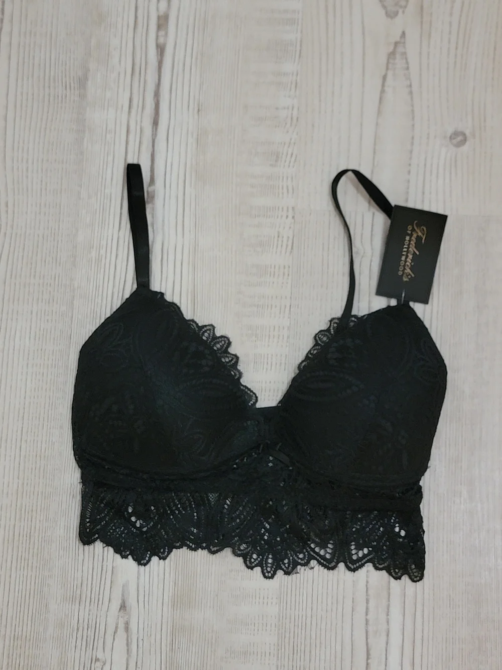 Frederick's of Hollywood Black Lace Finley Bralette Medium Dark Romantic Siren - Picture 1 of 4